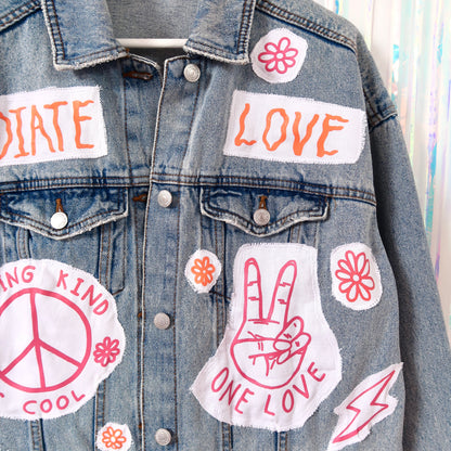 hippie heart denim jacket