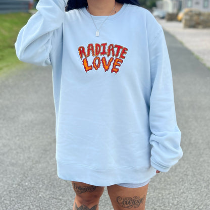 radiate love embroidered sweatshirt - light blue