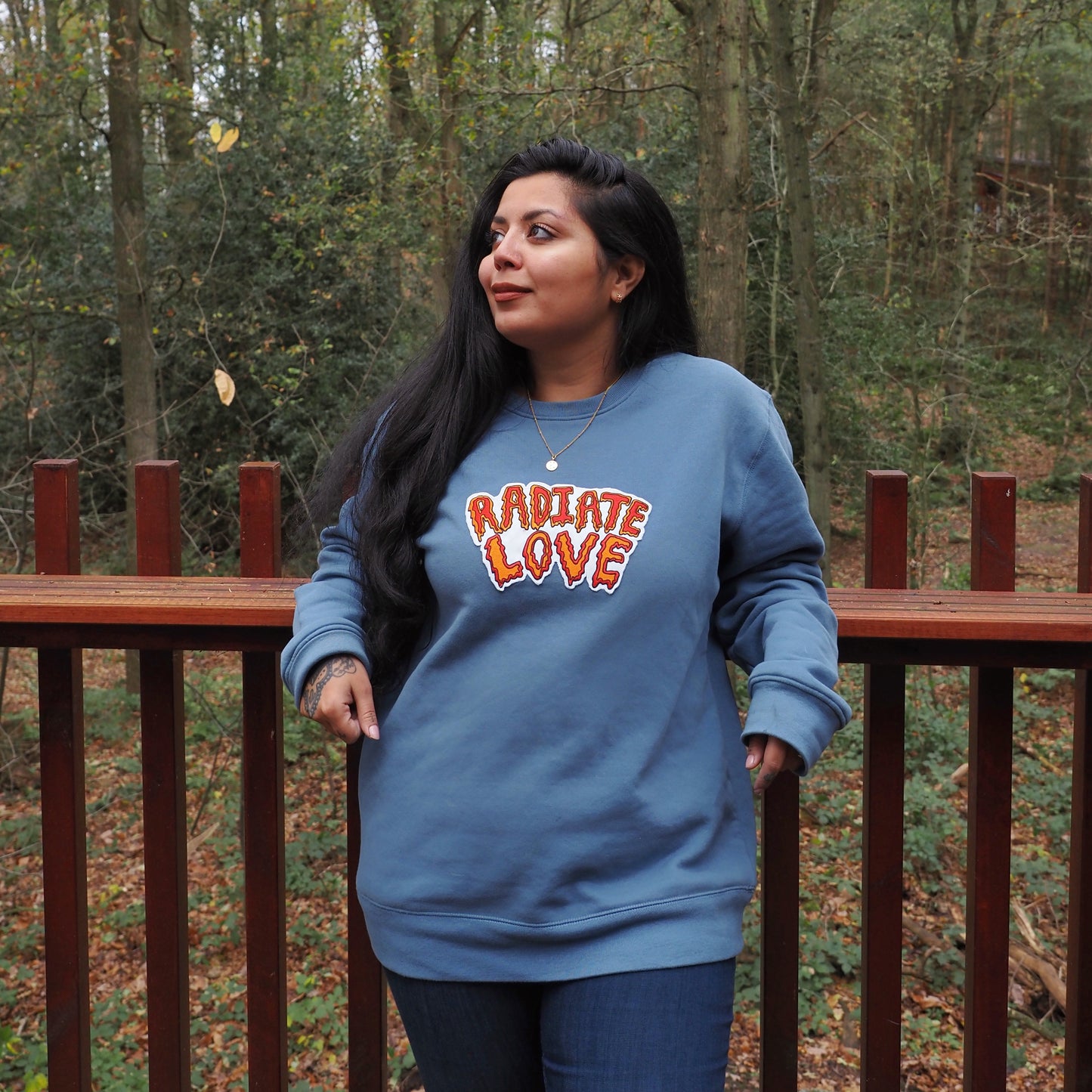 radiate love embroidered sweatshirt - dusky blue