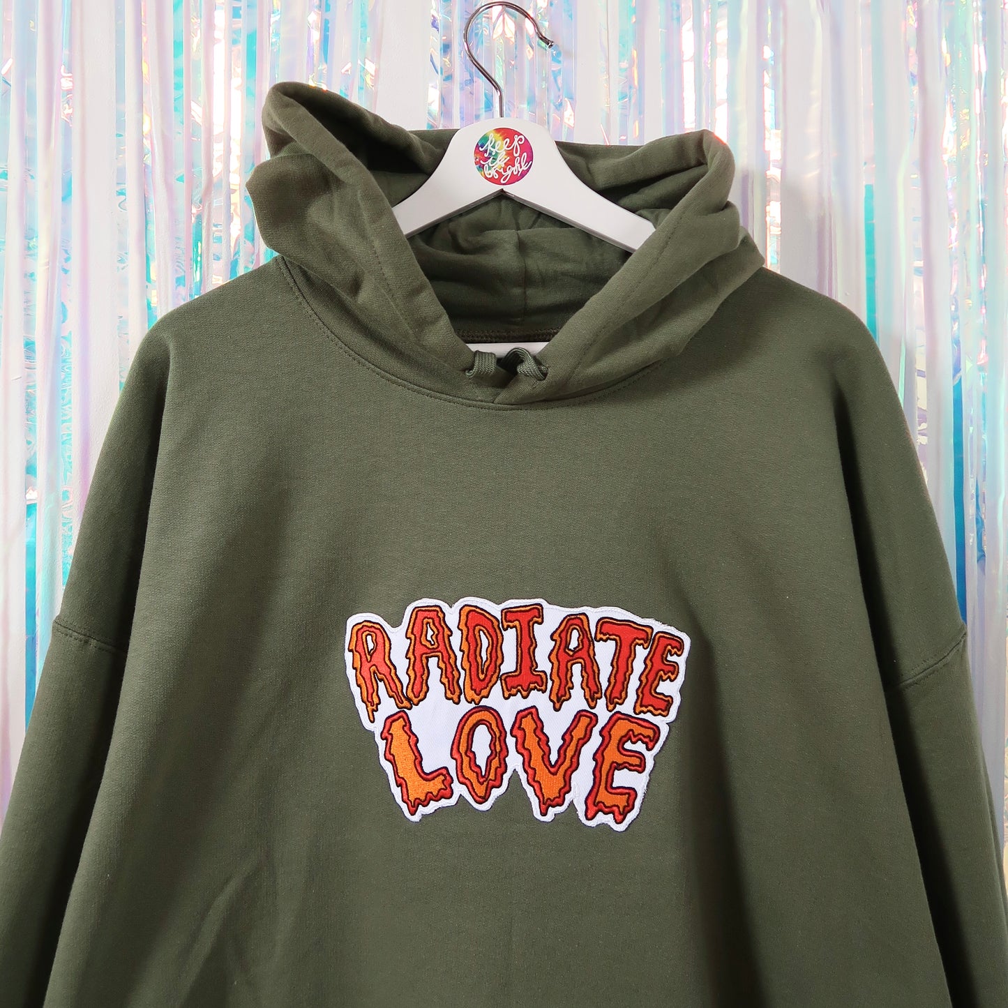 radiate love embroidered hoodie - khaki green