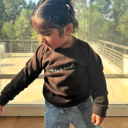 kids blessed hand-embroidered sweatshirt