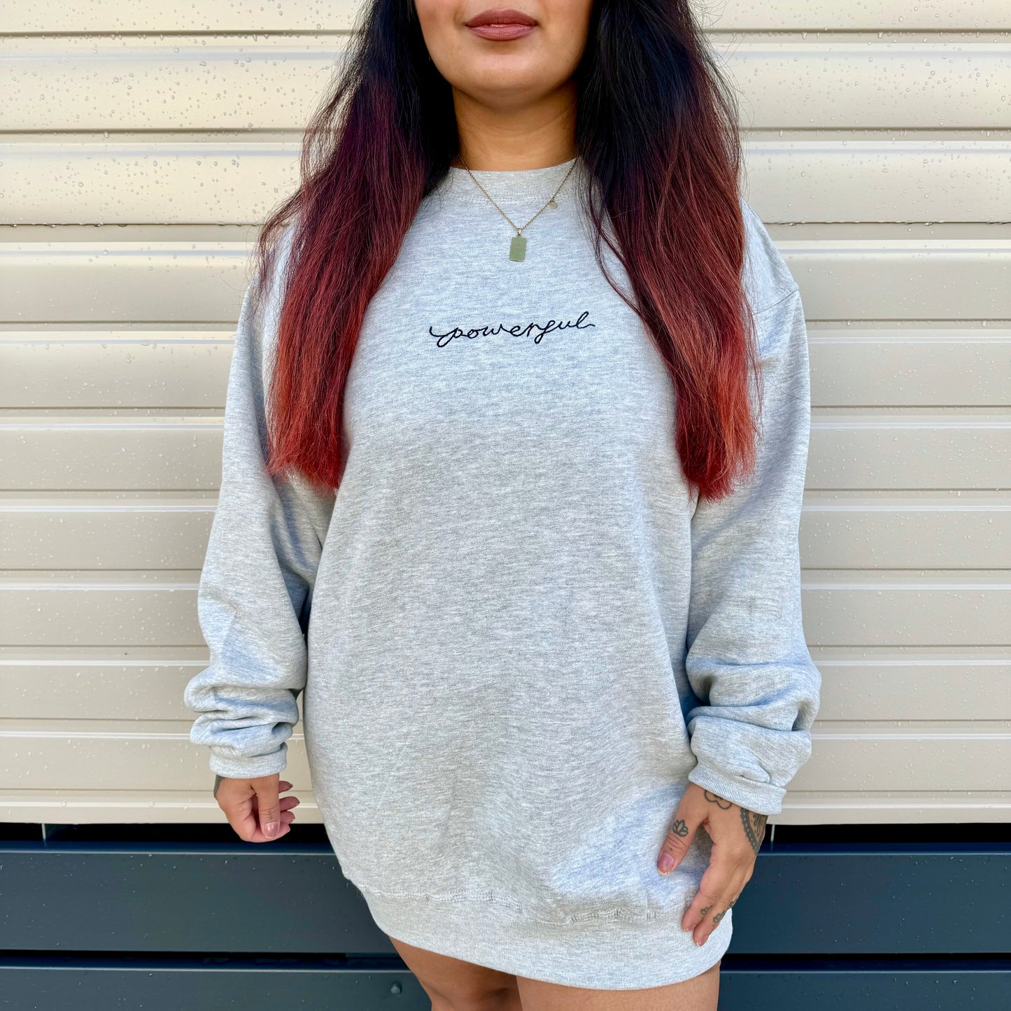 powerful embroidered sweatshirt - grey