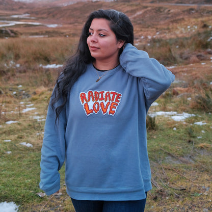 radiate love embroidered sweatshirt - dusky blue