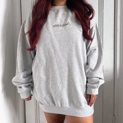blessed embroidered sweatshirt - grey