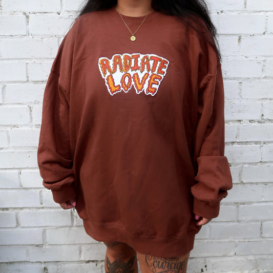 radiate love embroidered sweatshirt - chocolate