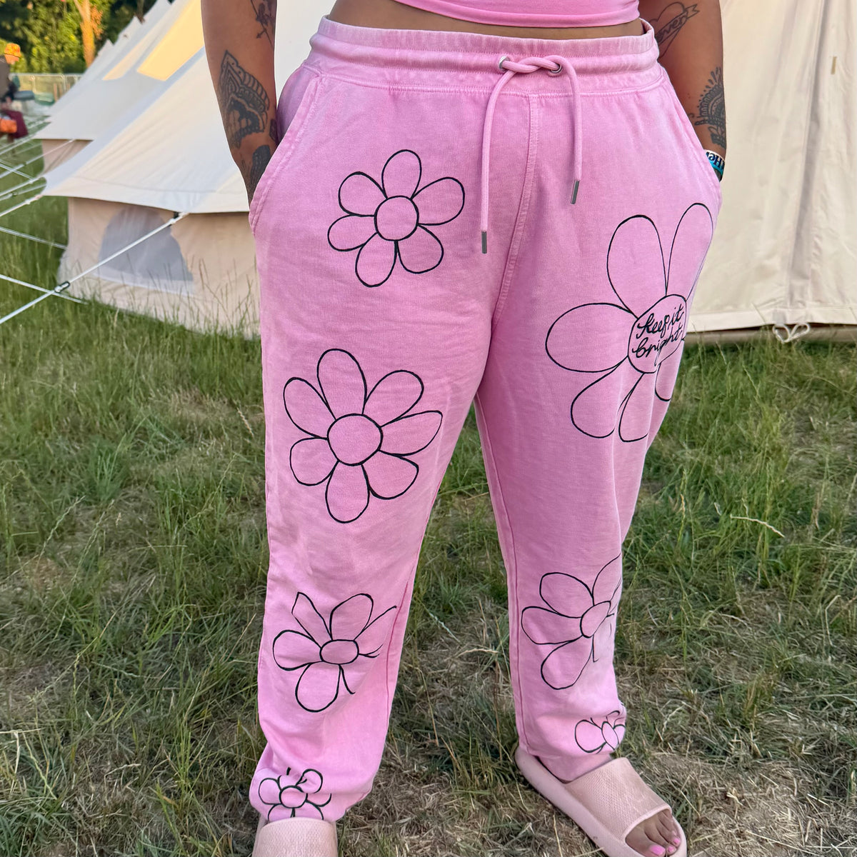 flower power lounge pants - pink