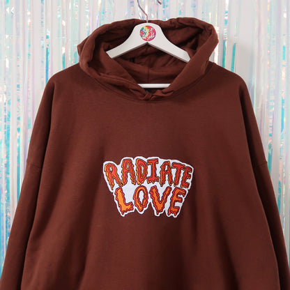 radiate love embroidered hoodie - chocolate