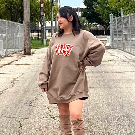 radiate love embroidered sweatshirt - iced latte