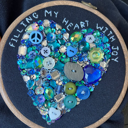 filling my heart with joy - hand-embellished sweatshirt - navy