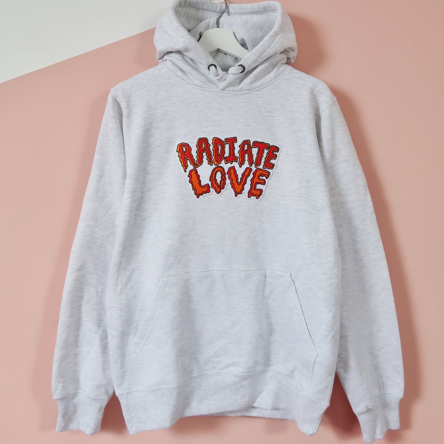 radiate love embroidered hoodie - light grey