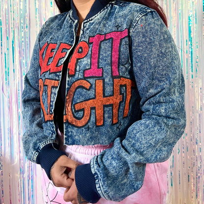 keep it bright graffiti crop jacket