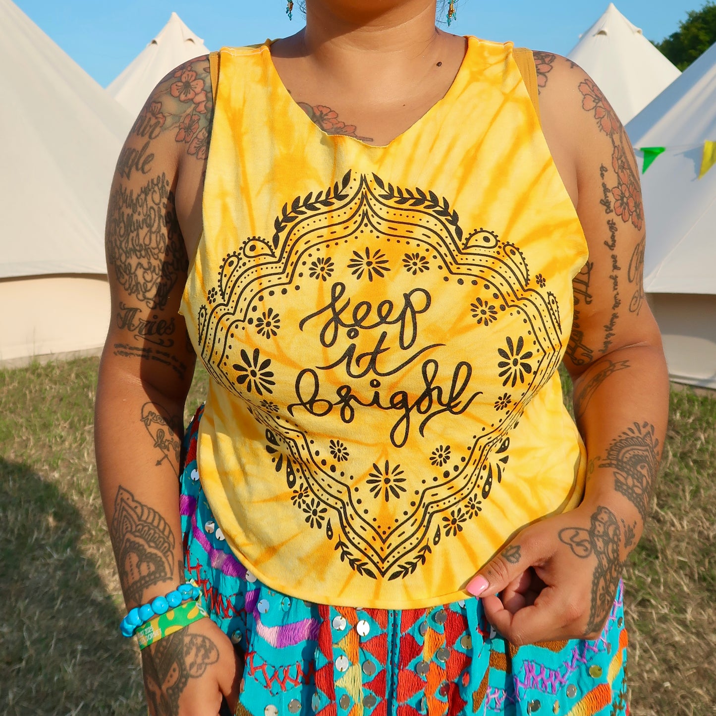 keep it bright tie-dye crop top - sunshine yellow
