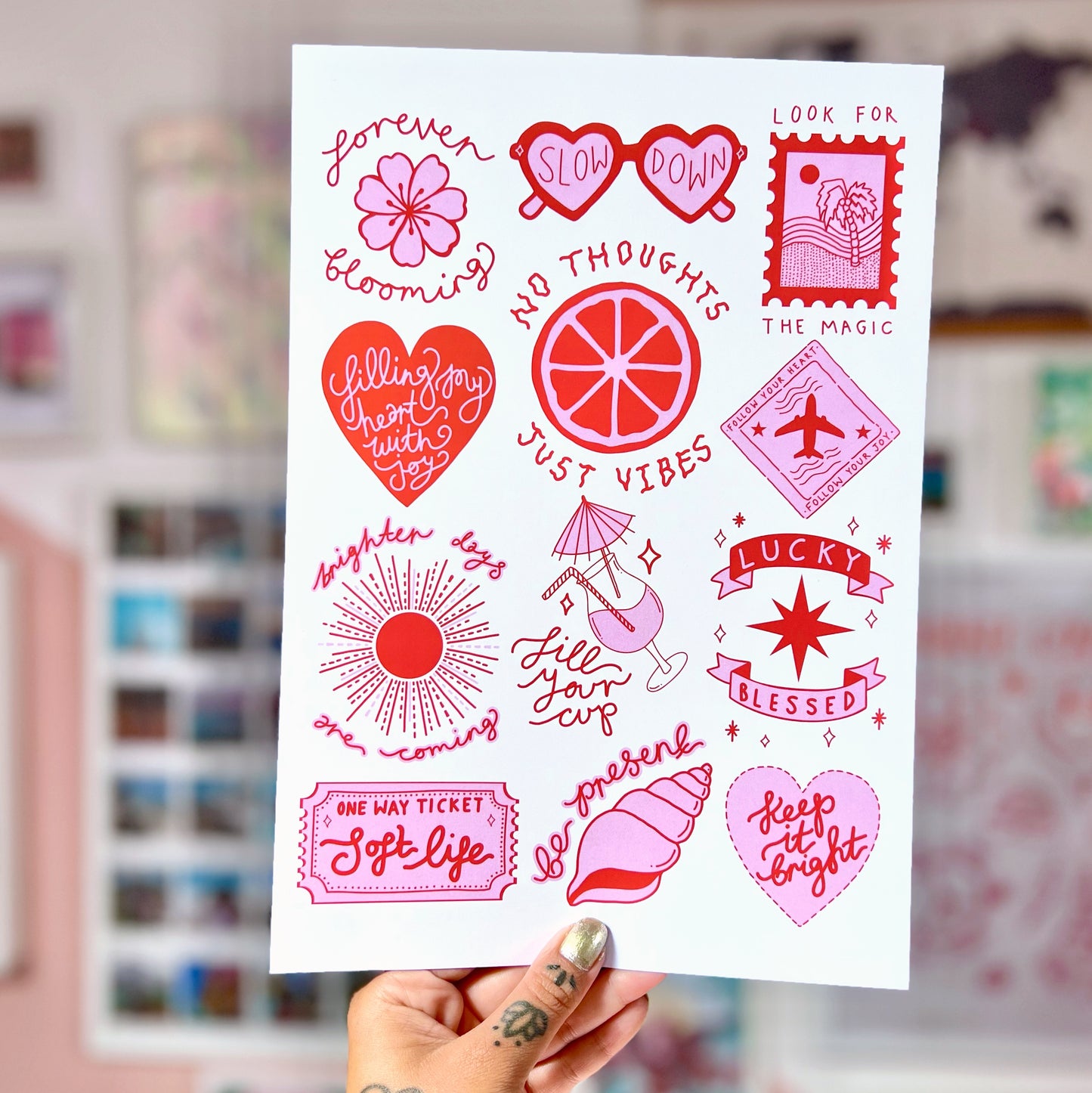 brighter days prints | pink & red | A4 / A3