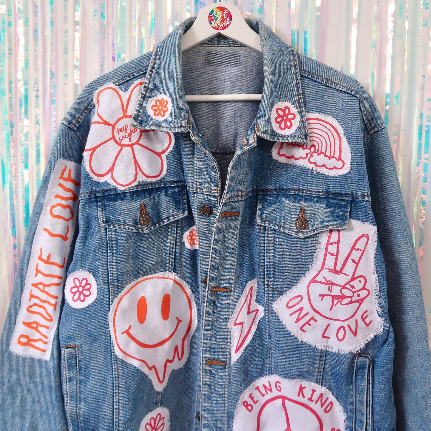 hippie heart denim jacket