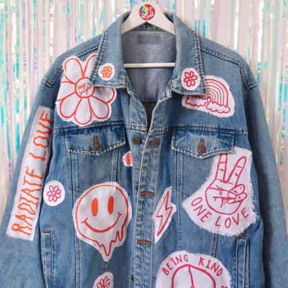 hippie heart denim jacket