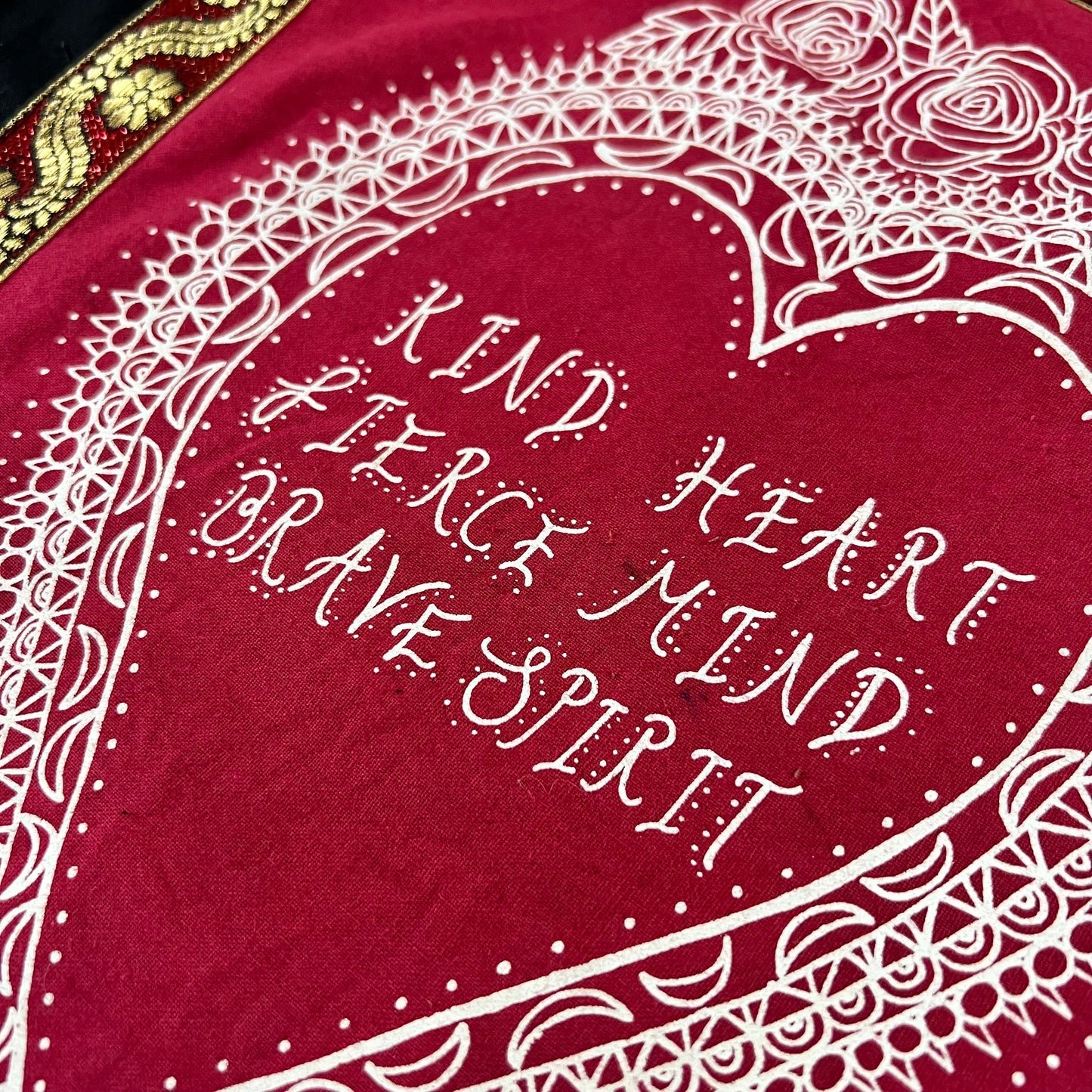 kind heart, fierce mind, brave spirit tote bag - red