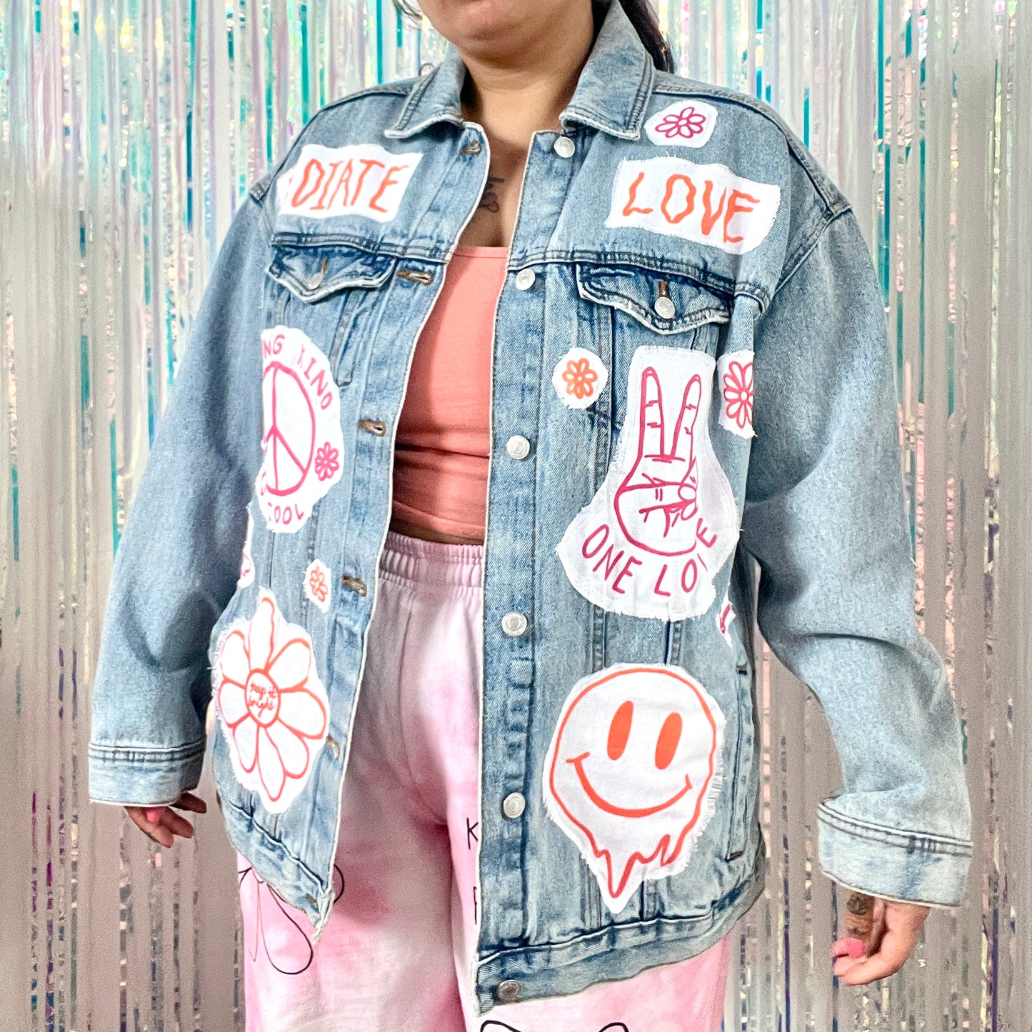 hippie heart denim jacket