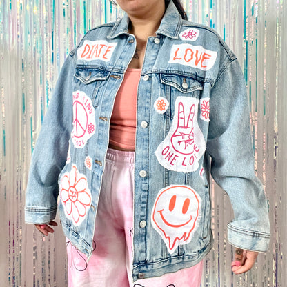 hippie heart denim jacket