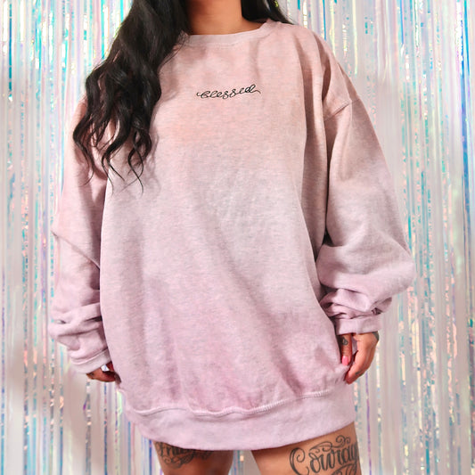 blessed embroidered sweatshirt - tie dye