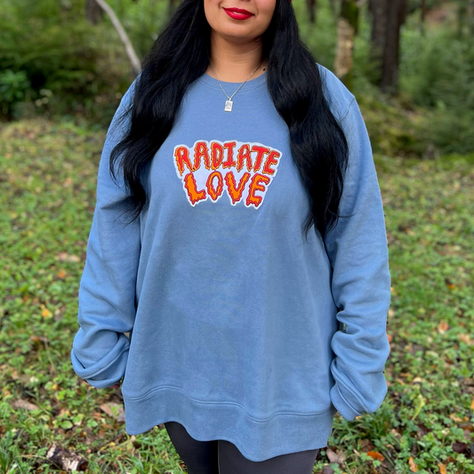radiate love embroidered sweatshirt - dusky blue