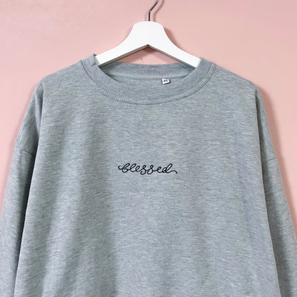 blessed embroidered sweatshirt - grey