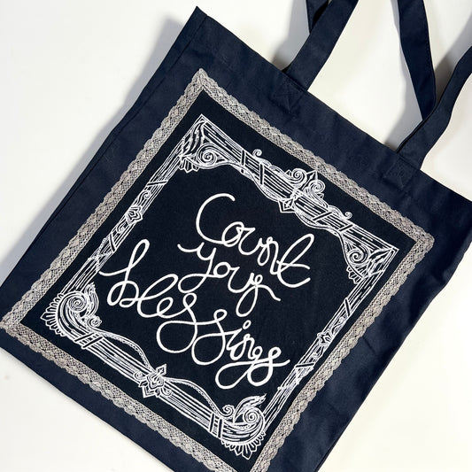count your blessings tote bag - navy