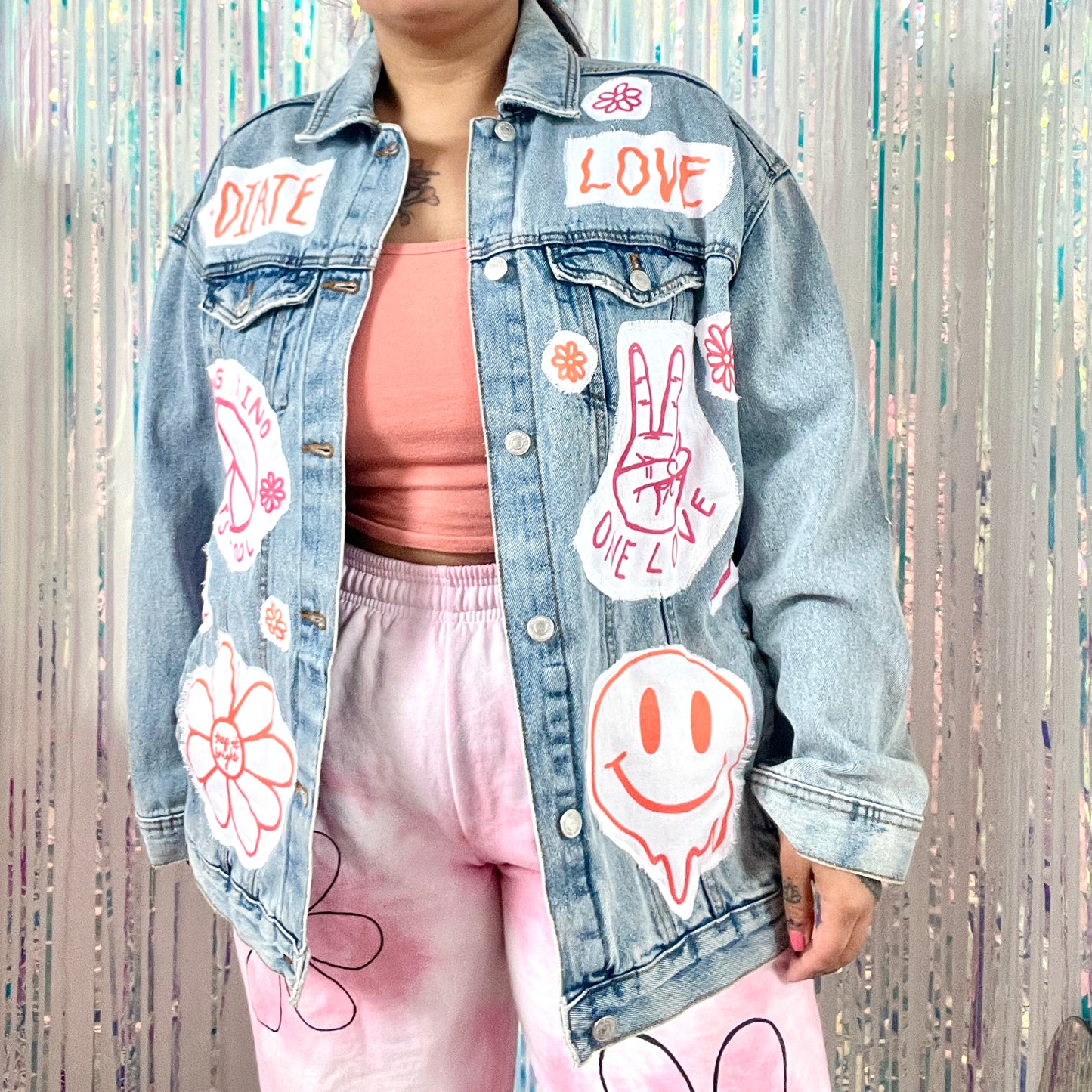 hippie heart denim jacket