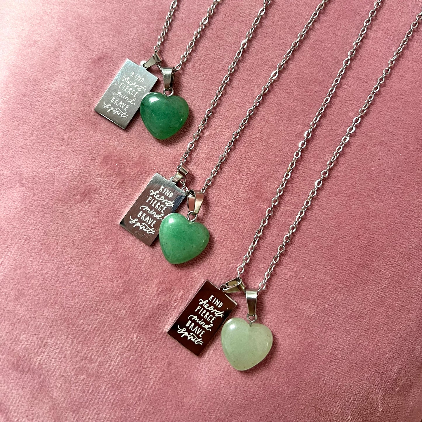 kind heart fierce mind brave spirit crystal necklaces