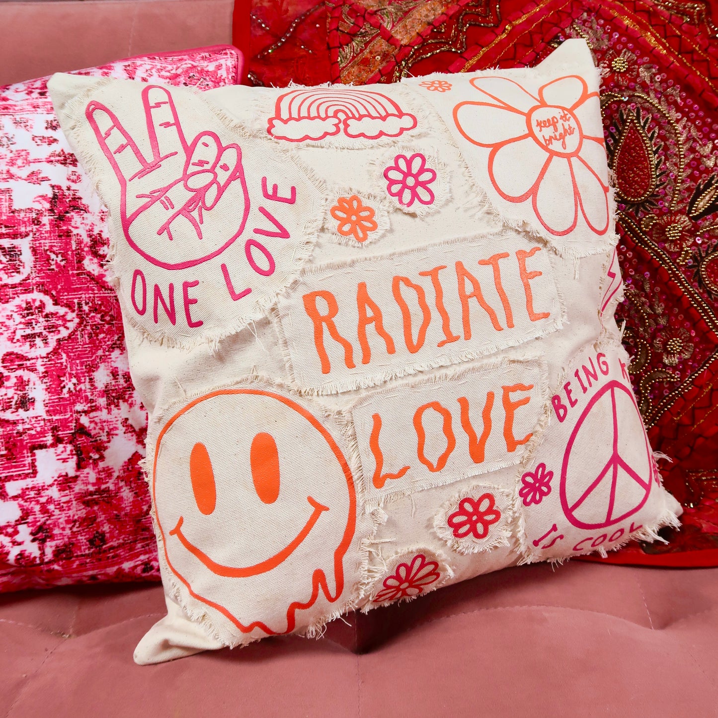 hippie heart cushion