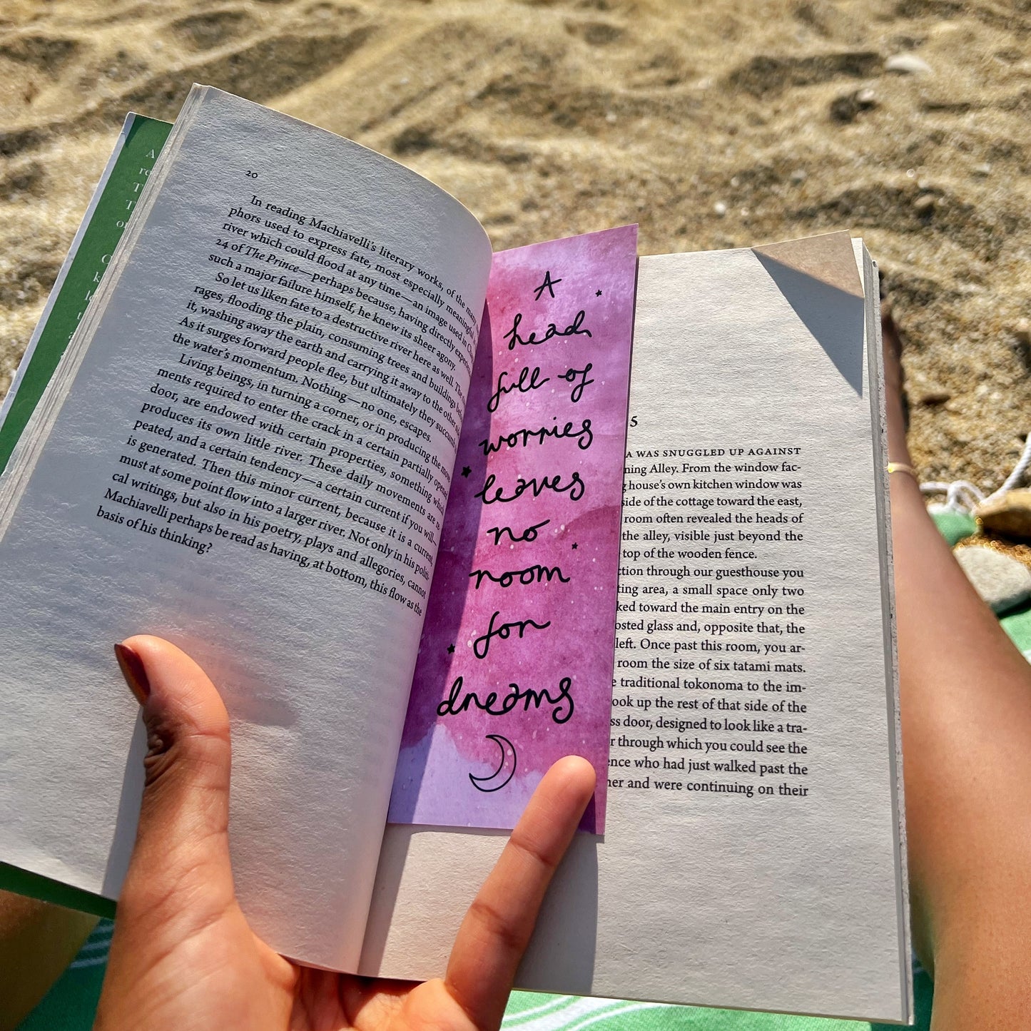 a head full of worries, leaves no room for dreams bookmark