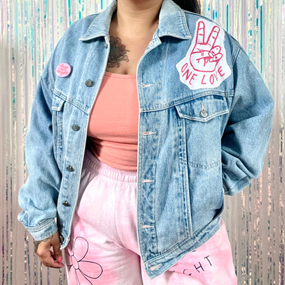 hippie heart denim jacket