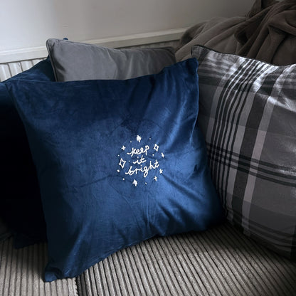 keep it bright embroidered velvet cushion cover