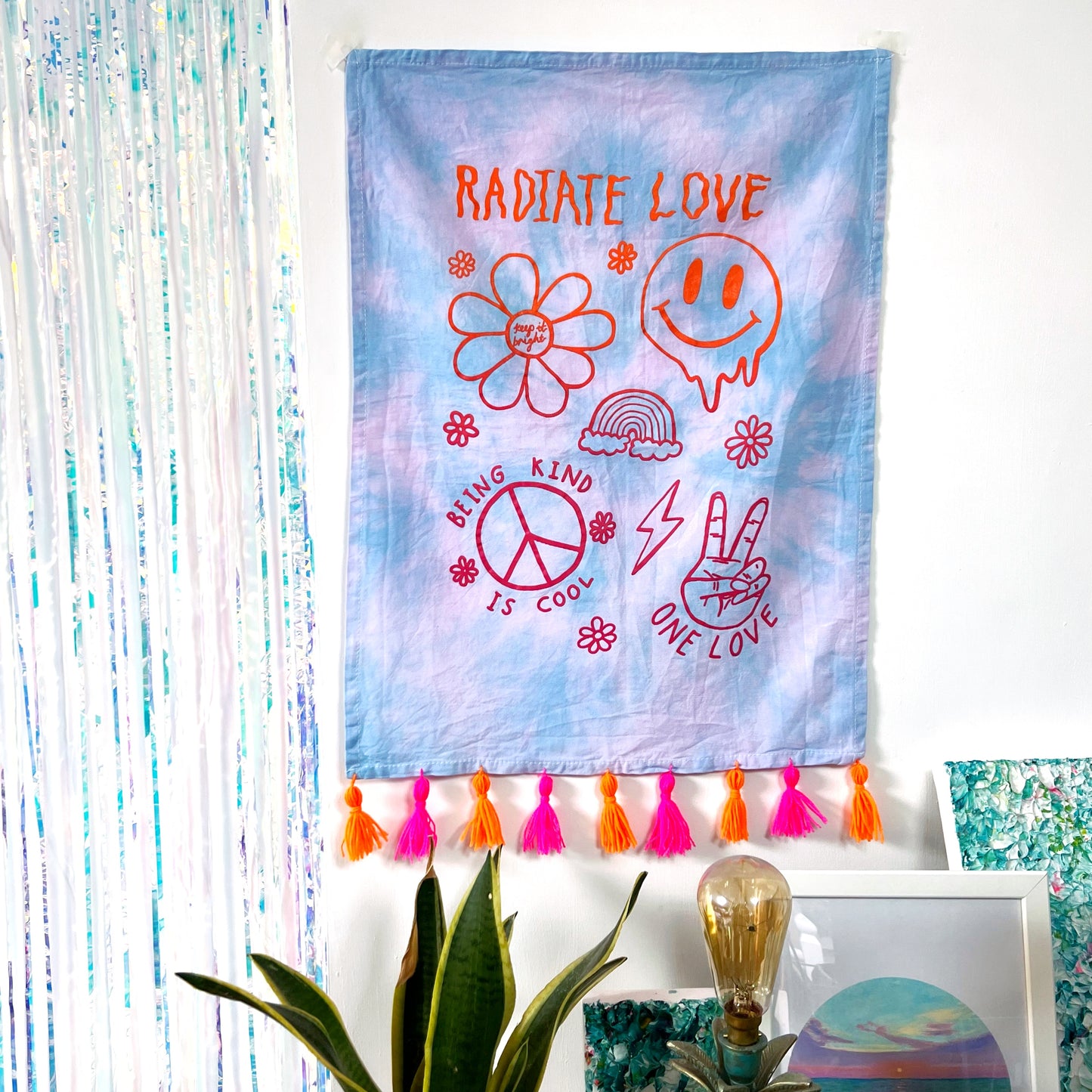 hippie heart tie dye wall hanging - candy clouds