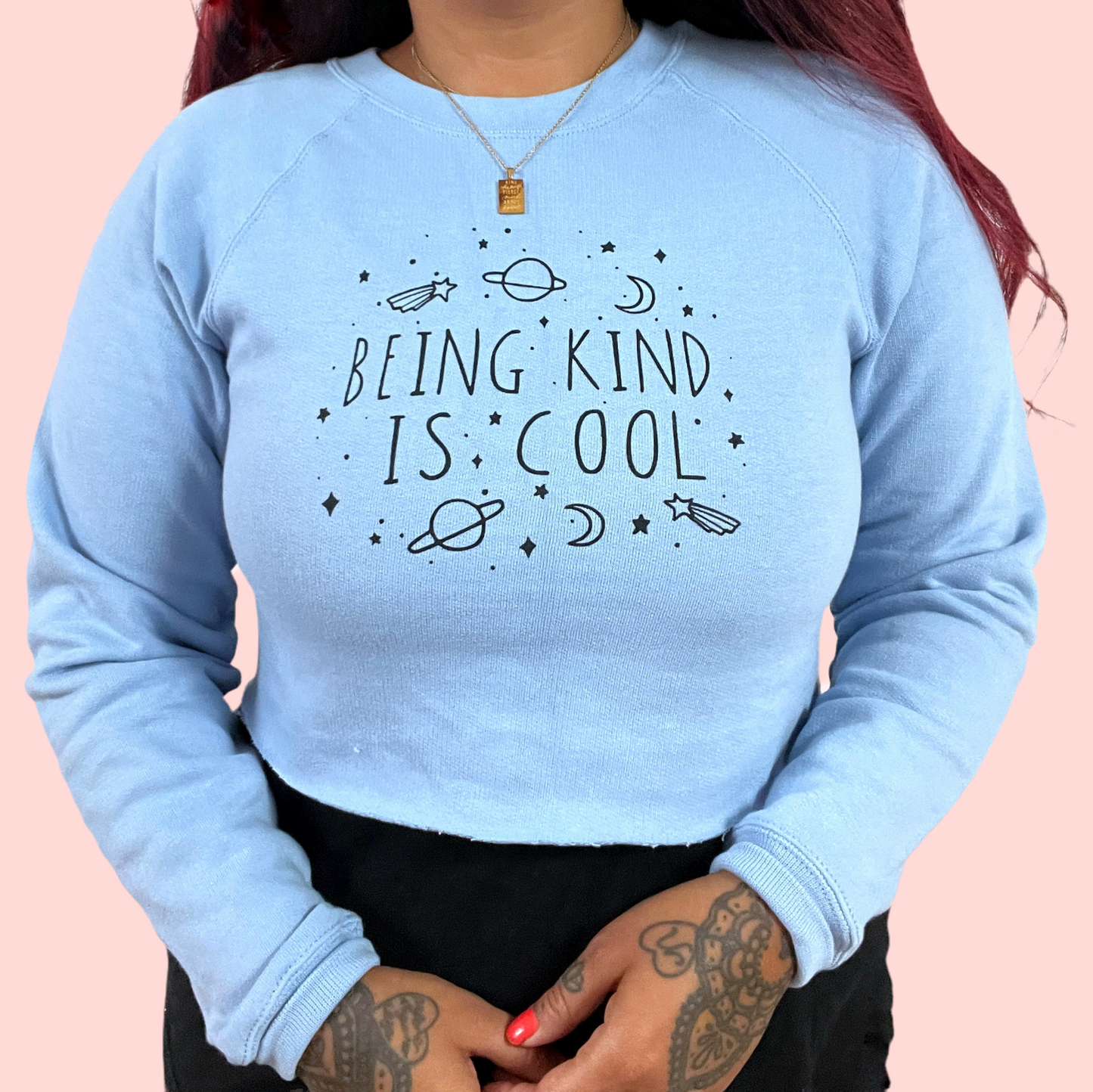being kind is cool crop sweatshirt