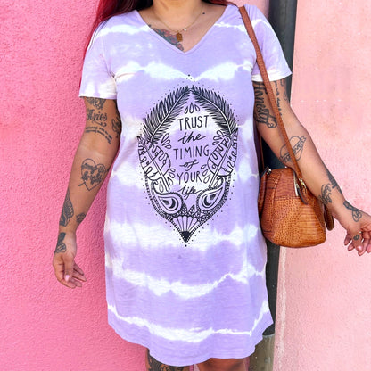 trust the timing of your life tie dye dress