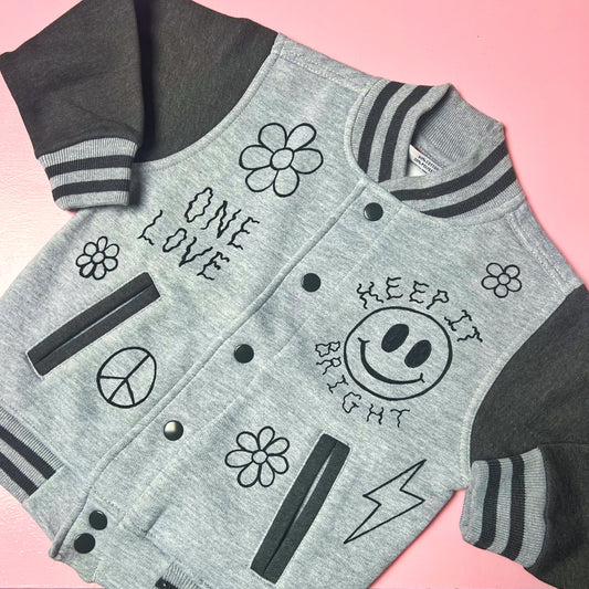 hippie heart kids varsity jacket