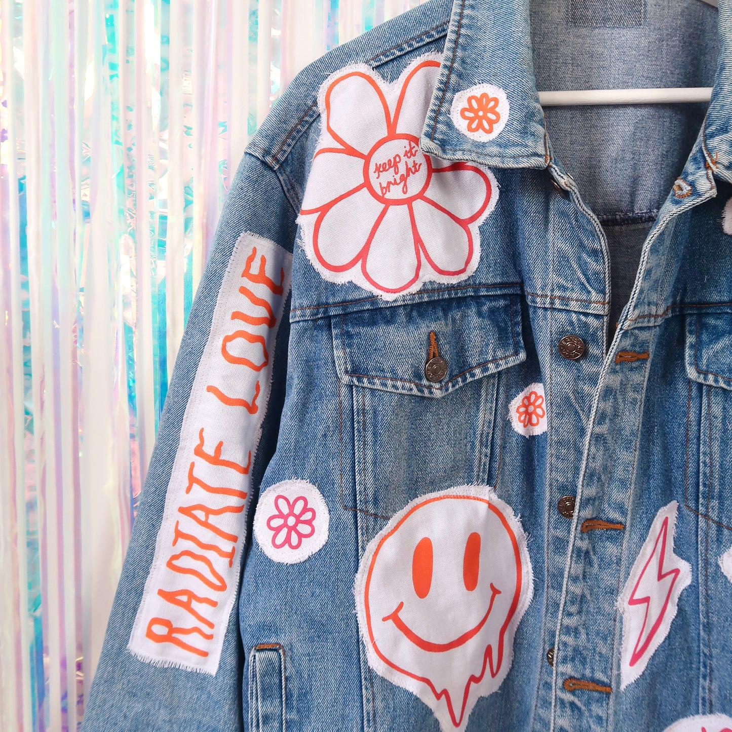hippie heart denim jacket