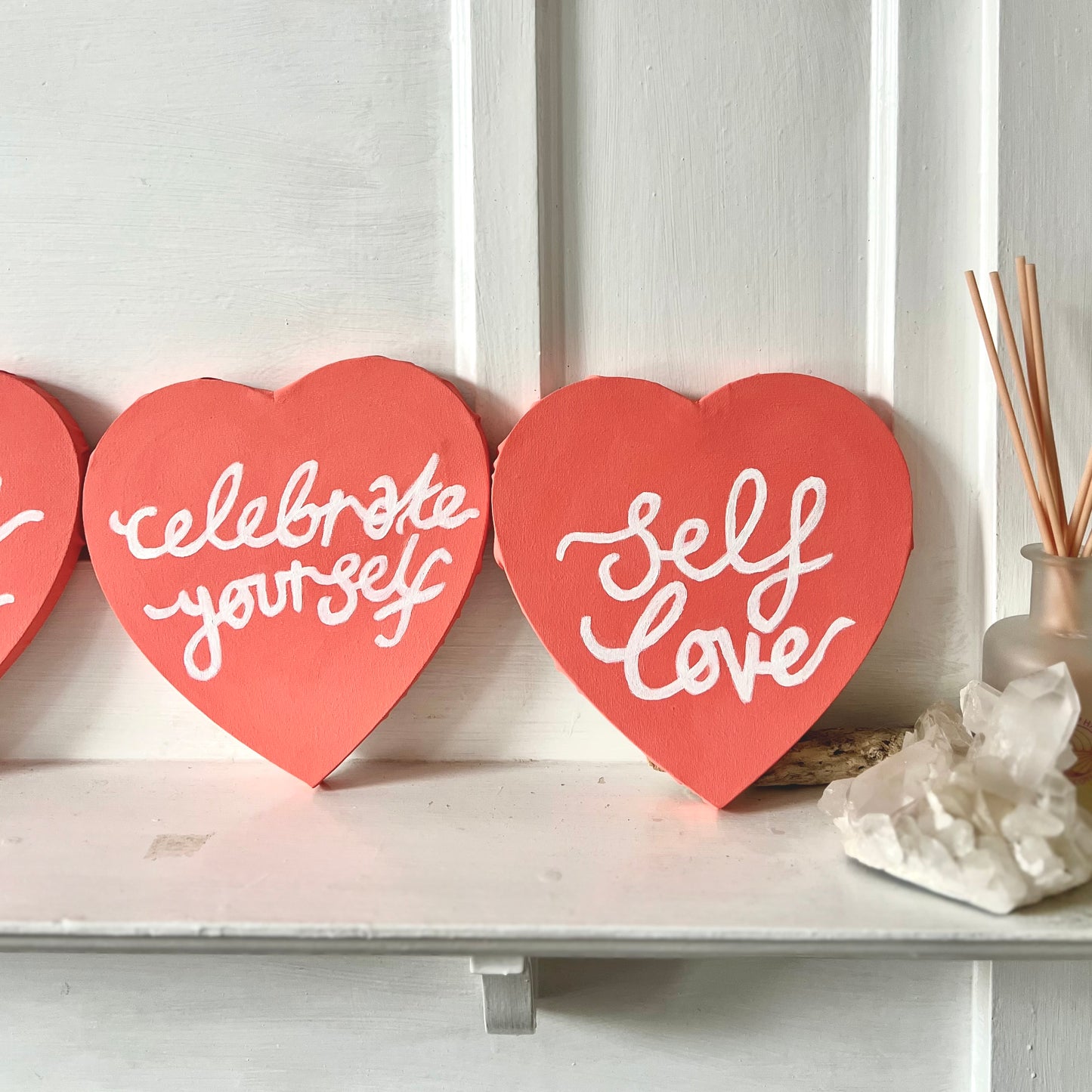 mini heart canvases