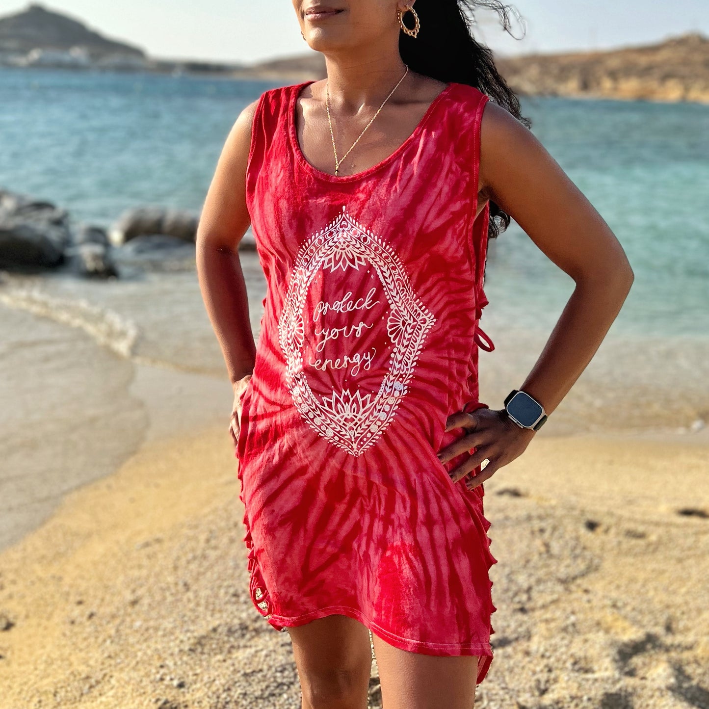 protect your energy tie dye side slash vest top