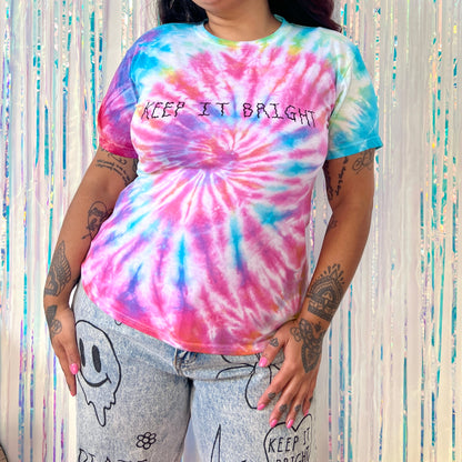 keep it bright rainbow tie-dye t-shirt