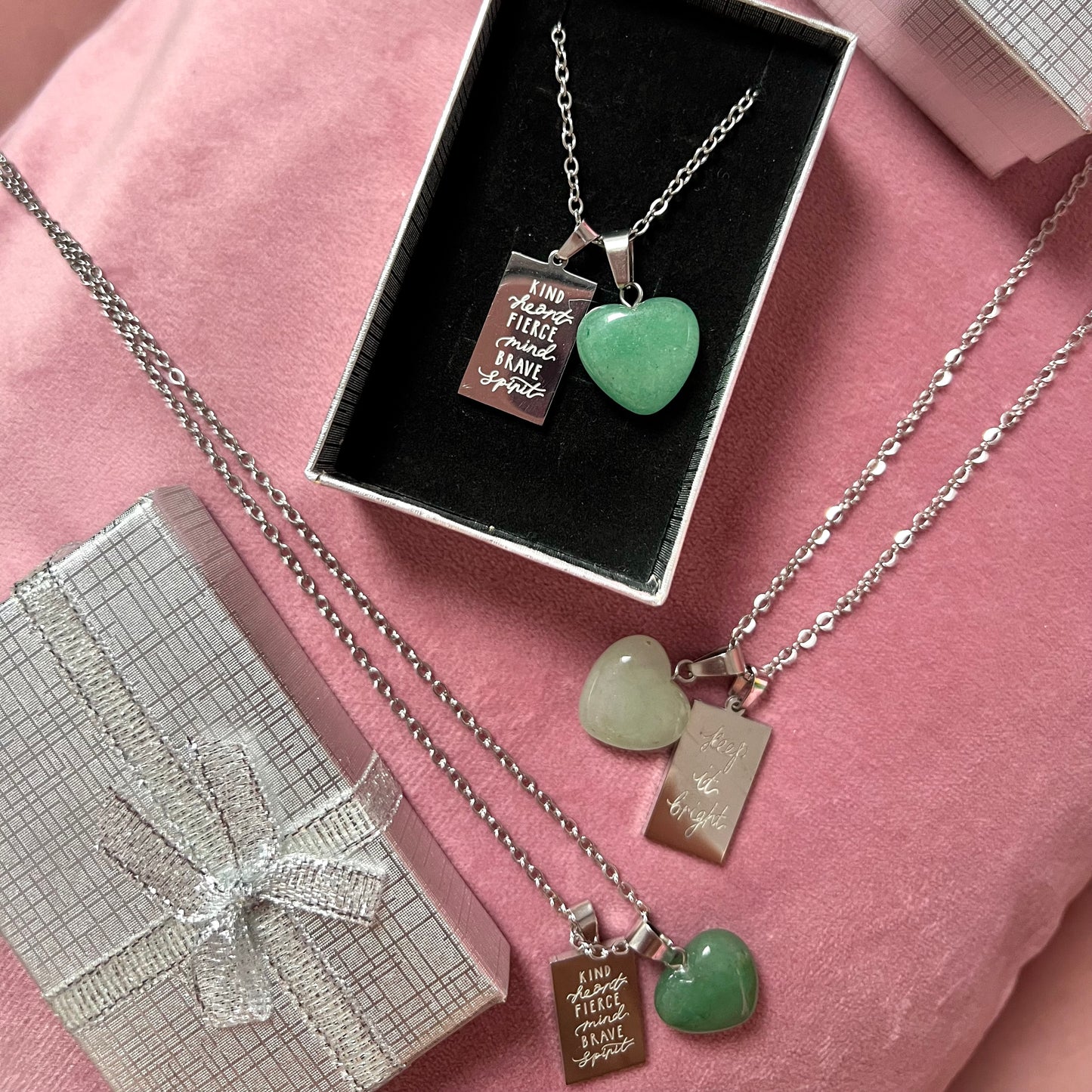 kind heart fierce mind brave spirit crystal necklaces
