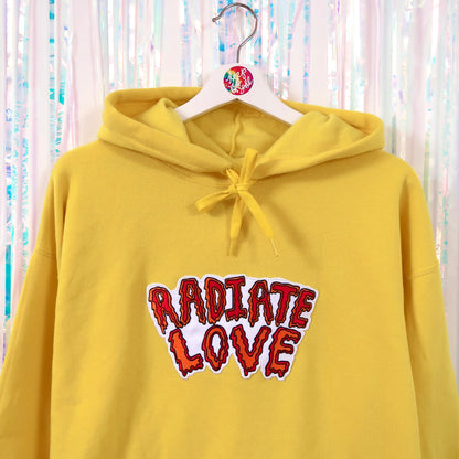 radiate love embroidered hoodie - lemon yellow