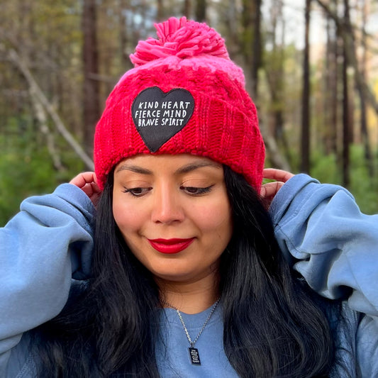 kind heart, fierce mind, brave spirit bobble hat