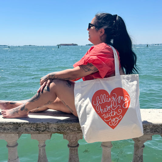 filling my heart with joy - large tote bag