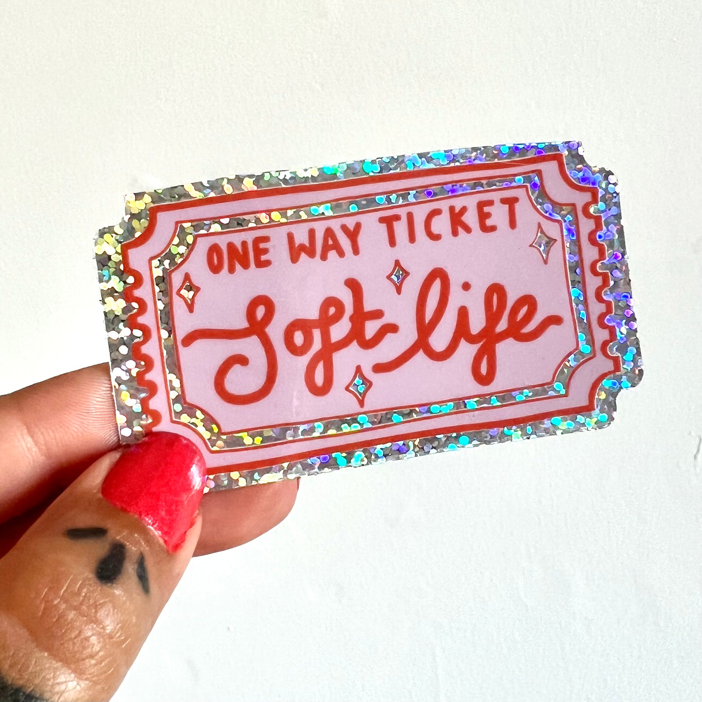 soft life - glitter sticker