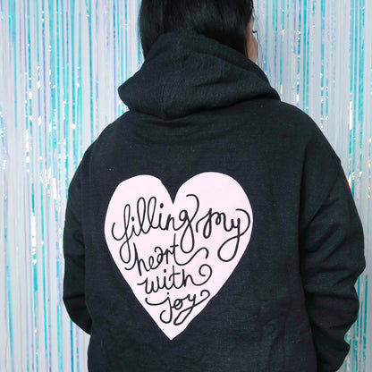 filling my heart with joy zip-up hoodie - black marl