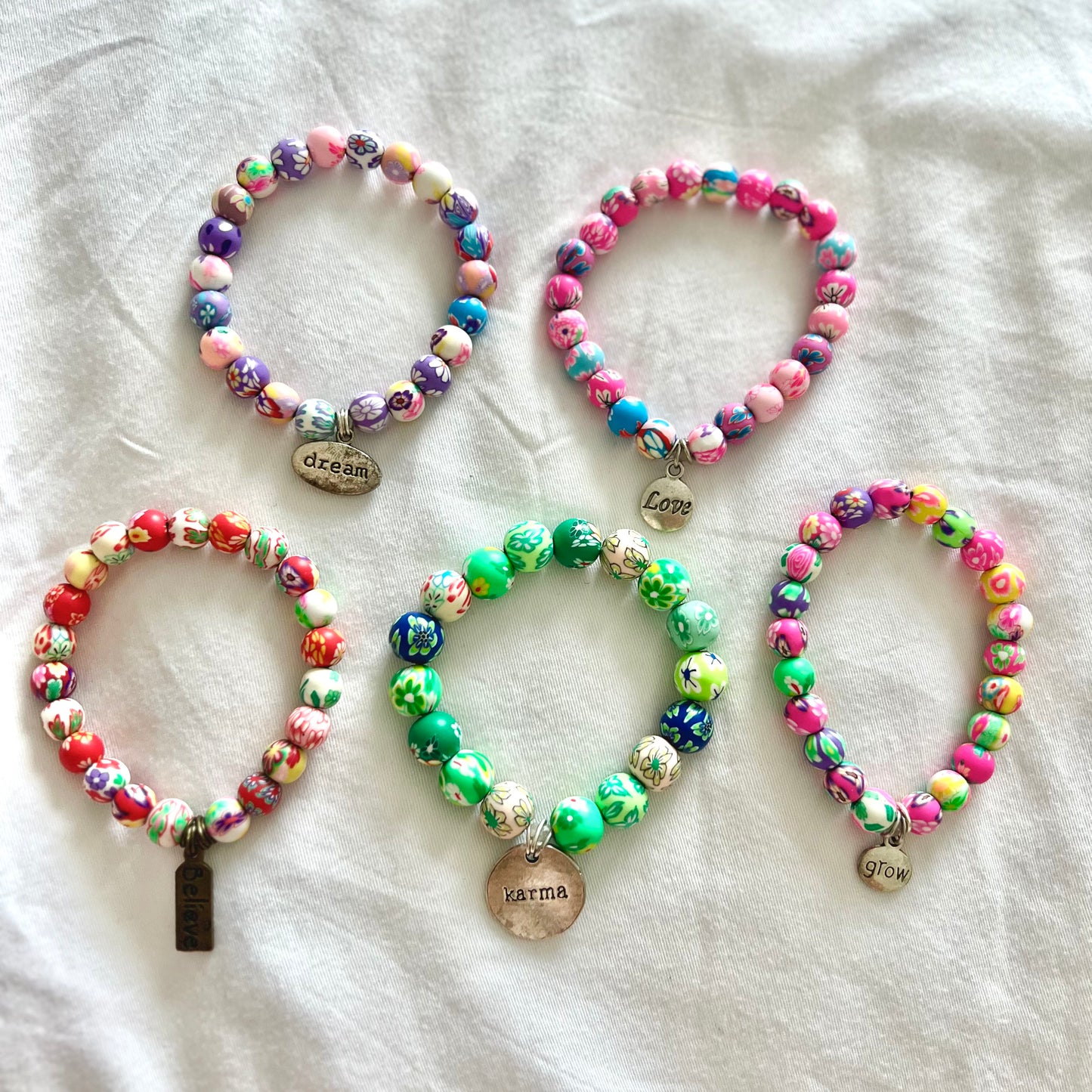 floral affirmation bracelets