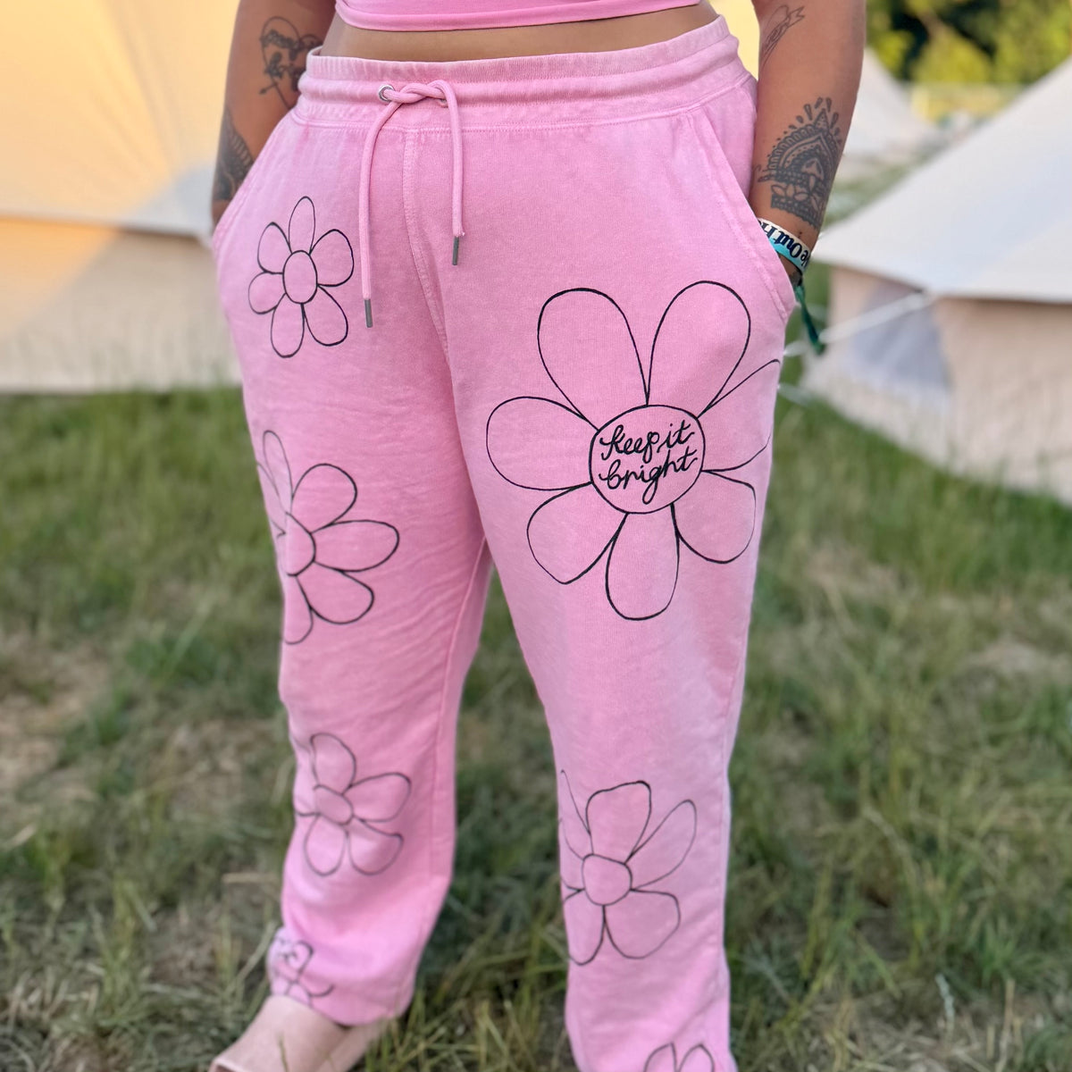 flower power lounge pants - pink