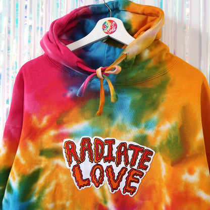 radiate love embroidered hoodie - tie dye
