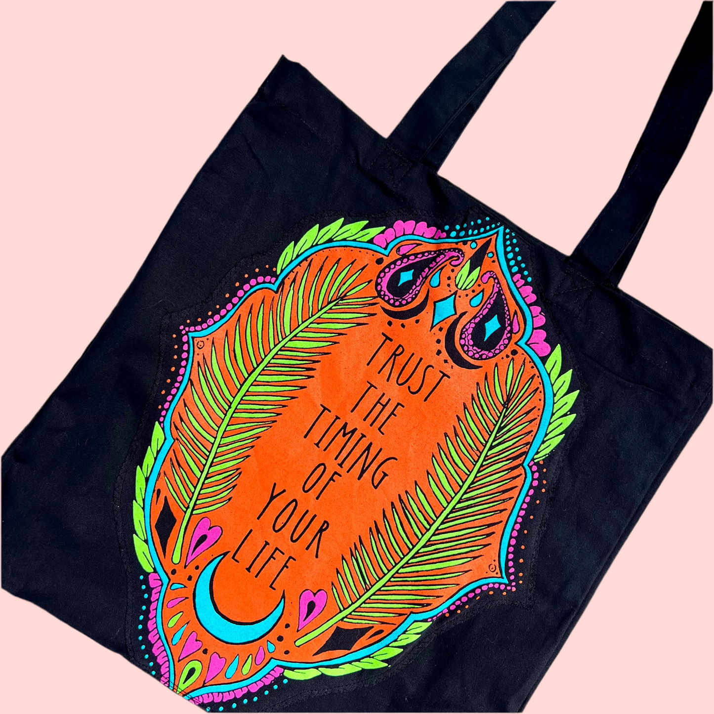 trust the timing of your life tote bag